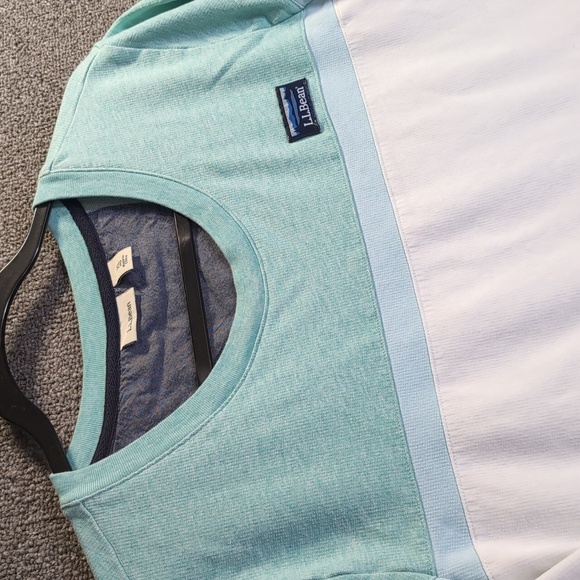 L.L. Bean Long Sleeve Nautical Stripe Crew Neck Pullover Size XL in Mint & White - Picture 2 of 9